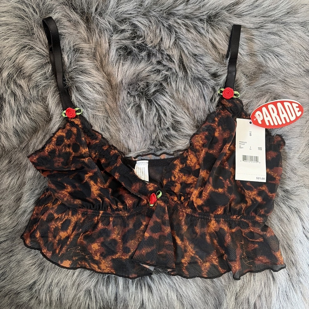 Parade Leopard Silky Print Wireless Bralette - Size S